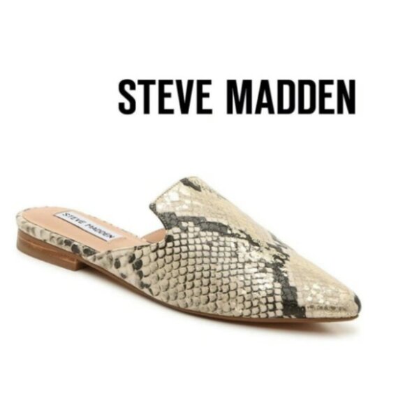 Steve Madden Mattis Python Snakeskin Pointed Toe Slip On Mules Flats Size‎ 8.5 - Picture 1 of 12